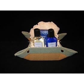 Bath & Body Works Aromatherapy Lavander Vanilla Gift Basket including Body Wash, Body Lotion, Sound Sleep Roll-on, and a pouf. Travel Sizes.