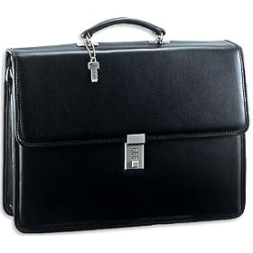 Jack Georges Platinum Double Gusset Flap Briefcase Leather Business Cases