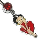 Pierced & Modified  Body Jewellery Navel Bars  Betty Boop Marilyn Monroe Belly Bar  Red