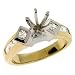 14k Two-Tone Princess Diamond Semi-Mount Engagement Ring - Size 7.0