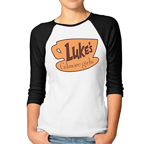 Women Luke's Gilmore Girls Casual Round Neck Plain Raglan T Shirt 3/4 Sleeve