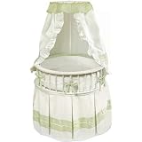 Round Bassinet with White Sage Gingham Bedding by Badger Basket