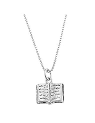 Sterling Silver One Sided Open Text Book Necklace