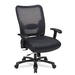 Office Star SPACE Big and Tall Double Air Grid Leather and Mesh Managers Chair, Black