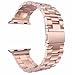 HUANLONG Compatible with Apple Watch Band, Solid Stainless Steel Metal Replacement Watchband Bracelet with Compatible with iWatch Series 1/2/3/4(Rosegold3 38mm)