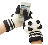 立体的なパンダが可愛いい♪ スマホ対応 パンダ ニット手袋 女性用 フリーサイズ