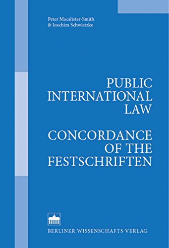 Public International Law - Concordance of the Festschriften: Droit international public - Concordance des mélanges Völkerrecht