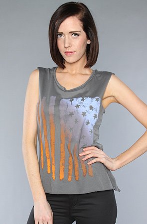 ONeill The Americana Muscle Tee in Gray,Tops (Sleeveless) for Women, Small,Gray