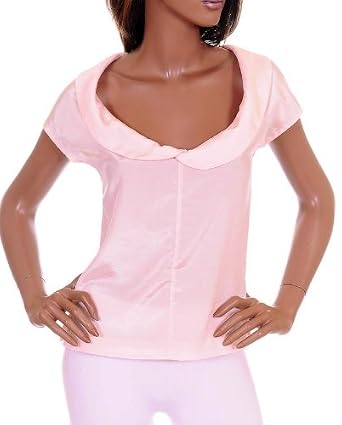 Sexy Pale Pink Shimmer Round Neckline Blouse : school womens church summer work