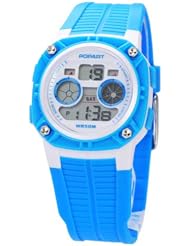 50M Waterproof Sport Watch with Stopwatch/Week/Alarm/EL Backlight-Blue