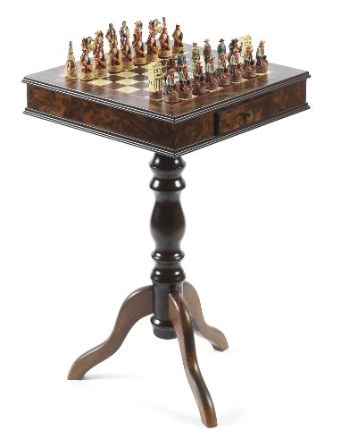 American West Hand Painted Chessmen & Frizoni Chess Table from Italy