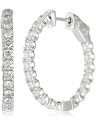 KC Designs "Eternity Hoops" Diamond 14k White Gold Hoop Earrings , 1.82 cttw