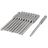 uxcell スクリュードライバービット　PH2　磁気　グレー　修復ツール　10枚入り