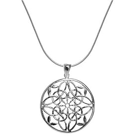 Sterling Silver Celtic Love Knots Filigree Circle Pendant, 18
