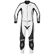 Alpinestars Stella Monza Women's 2-Piece Leather Road Race Motorcycle Race Suits w/ Free B&F Heart Sticker Bundle - White/Black