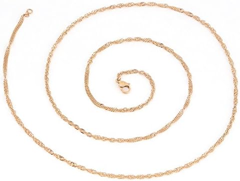 Sumsoar Rose Gold 316L Stainless Steel Wave form Twisted Chain Necklace 31.5 Inches for My Coin Holder Pendant 1pc L081C-80