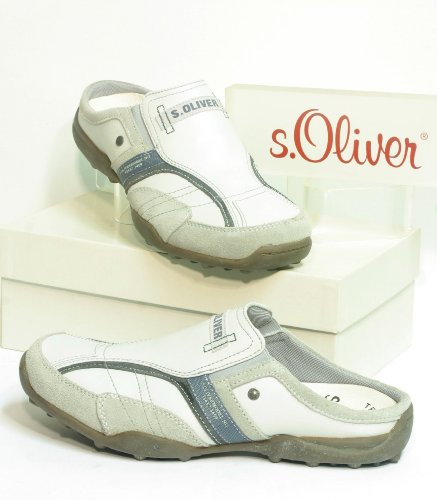 4273 s.Oliver Herren Leder Clogs weiß / grau