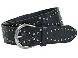 Ladies Embossing Pattern and Nailheads Studded Leather Belt