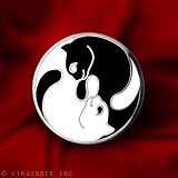 YIN YANG TWINS CATS TWO CHARMING FELINE LAPEL PIN GIFT BOX