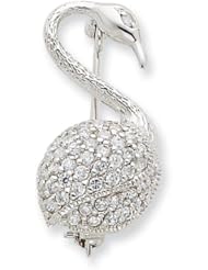 Sterling Silver CZ Flamingo Pin