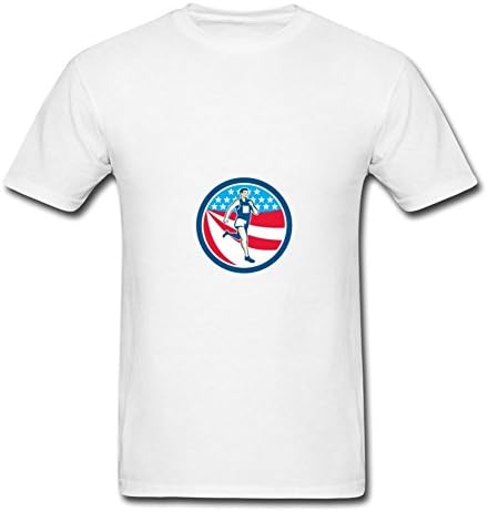 Men Cool Stylish Hommcbr X-large Custom American Marathon Runner Running Circle Retro White T-shirt