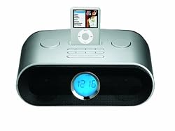 Sylvania iPod Dock Clock Radio with Sleep and Snooze Function in Silver Color (Silver)