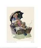 Gone Fishing by Norman Rockwell. Size 7.99 inches width by 9.98 inches height. High Quality Art Poster Print