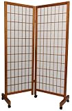 Portable Room Divider - 61" Meditation 2 Panel Folding Floor Shoji Privacy Screen - 4 Colors