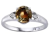 1.29 cts Genuine Round Smoky Quartz and Diamond Engagement Ring - 14kt White or Yellow Gold