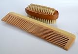 2pcs/Set ,Beautiful Natural Wood w/100% Pure Boar Bristle Nail Brush, 2-Side Easy to Hold,1.85
