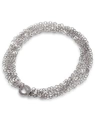 MMA Silver - 17 inch Rhodium Plated Six Strand Open Link Toggle Necklace