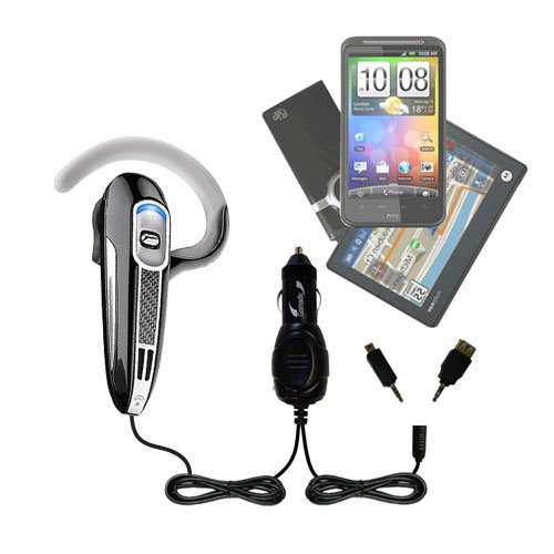 enlarge Double Car Charger with tips including a tip for the Plantronics Voyager 520 - uses Gomadic TipExchange Technology