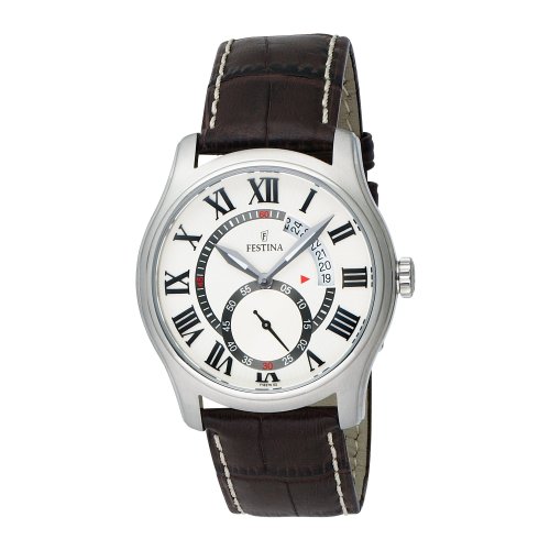 Festina Men's F16276/2 Retro-Second Stainless Steel and Gold Tone Leather Strap Watch