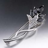 Lily Black Crystal Flower Brooches And Pins