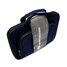 CaseCrown Double Memory Foam Case (Navy Nylon w/Pocket) to Carry the Toshiba Mini NB305 10.1-inch Netbook