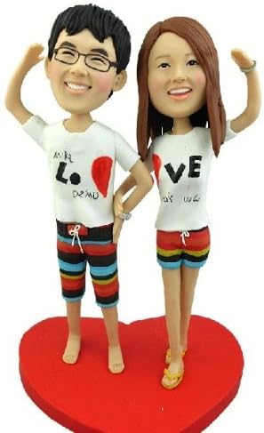 Model 34 Fully Customized Bobble-head Clay Figurines Based on Customers' Photos Using As Wedding Cake Topper, Gifts, Souvenirs, Decorations