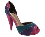 PLEATED COLORBLOCK SUEDE HEEL