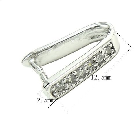 S925 Rhinestone Sterling Silver Pendant Clasp Pinch Clip Bail Jewelry Connectors Findings 2.5x12.5mm