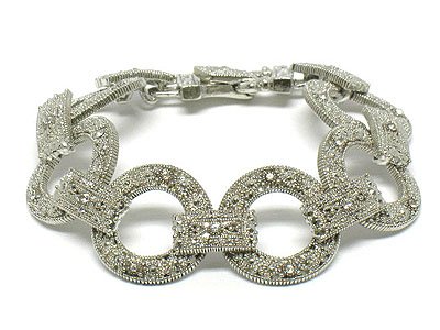 Designer Style Crystal and Metal Casting Link Bracelet Fashion Jewelry
