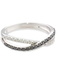 Sterling Silver 0.46 cttw Black and White Diamond Ring
