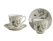 Gracie China Butterfly 8-Ounce Porcelain Tea Cup and Saucer with Gold Trim, Set of 2 Gift Boxed