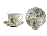 Gracie China Butterfly 8-Ounce Porcelain Tea Cup and Saucer with Gold Trim, Set of 2 Gift Boxed