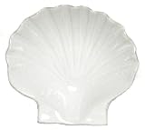 White Fish Ceramic Pottery Scallop Small Dish Set of Four 8" x 7.5" x 1"