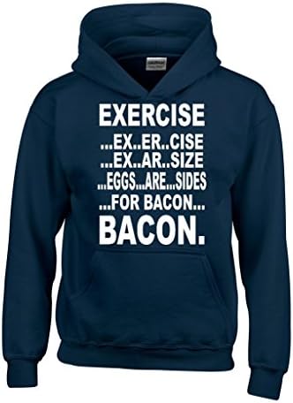 Exercise Eggs are sides for BACON Hoodie Unisex Funny Sweatshirts 3XL Navy