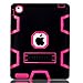 MagicSky Rugged Hybrid Dual Layer Full Body Protective Case with Kickstand for iPad 2, iPad 3 and iPad 4, Hot Pink / Black