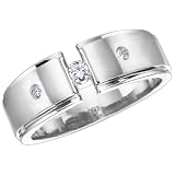 Diamond Mens Ring 1/6 Carat (ctw) in 10K White Gold 7mm