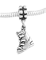 Sterling Silver Winter Snow Ski Boot Dangle Bead Charm