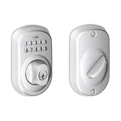 Schlage BE365VPLY626 Plymouth Keypad Deadbolt, Satin Chrome
