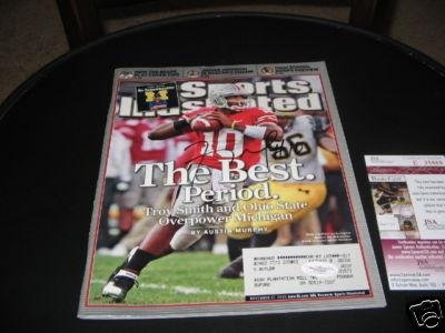 Troy Smith Ohio State Jsacoa Signed Sports Illustrated - Autographed College Magazines