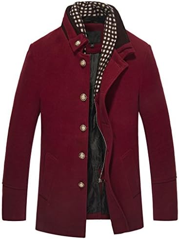 Shanmou Men's Fashion New Classic&amp;Woolen Jacket(Red, L)
